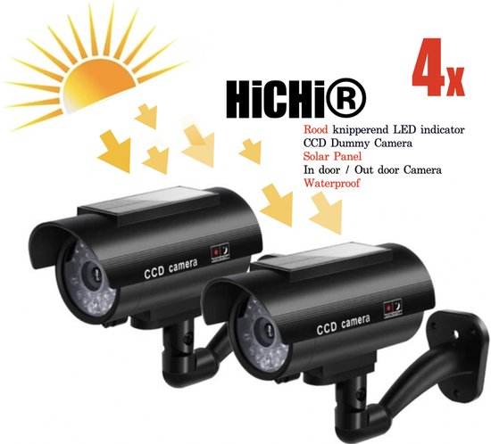 HiCHi® Dummy beveiligingscamera voor buiten - Dummy camera – Nep camera met rood knipperend led indicator - 4Stuks