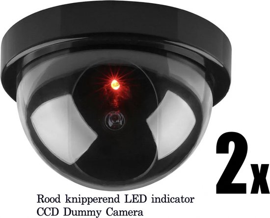 HiCHi® Fake camera Zwart – Nep camera - CCD Dummy Camera - Beveiligingscamera - Nepcamera - Nep Security Cam met rood knipperend led indicator 2X van Merkloos