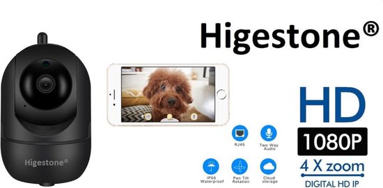 Higestone - Smart Camera- 2-Weg Audio - WiFi - Nachtvisie - Zwart van HI
