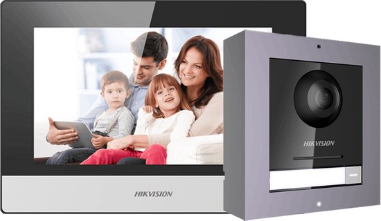 Hikvision DS-KIS602(B) complete IP video intercom bundel met opbouw DS-KD8003-IME1(B), DS-KH6320-WTE1, PoE switch en SD kaart van HI