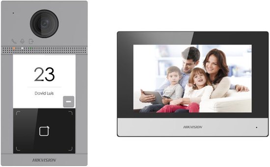 Hikvision DS-KIS604-S(C) IP-video-intercomset met 7 inch touchscreen en 2 MP-camera van Merkloos