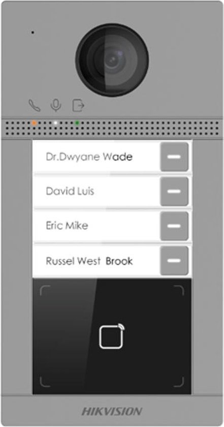 Hikvision DS-KV8413-WME1(C)/SURFACE 4-knops IP video intercom 2MP WiFi deurbel met PoE, Mifare kaartlezer en alarm van Hikvision