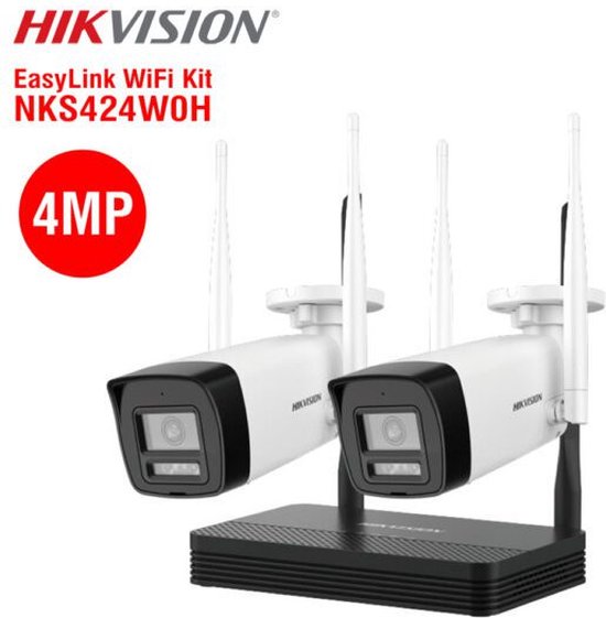 HIKVISION NKS424W0H Wi-Fi IP-kit 4MP H.265 2x camera Canon WiFi NVS-kit - 512 GB Micro SD van Hikvision