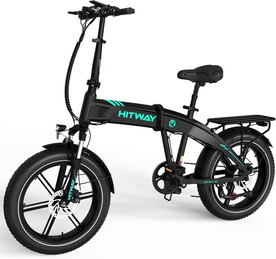 Hitway Elektrische Fiets BK36 - Trendy 20*4.0 Inch Fat Tire City Commuter EBike met Afneembare 48V 10.4Ah Lithium Batterij - Opvouwbaar Mountain E-Bike met 250W Motor - 7 Versnellingen - IP54 Waterdicht van Hitway