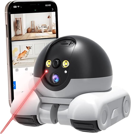 HOB Huisdiercamera Verrijdbaar - 360 ° - Babyfoon - Beveiligingscamera - Binnencamera - Camera Robot - Interactief - App - Wifi van Merkloos