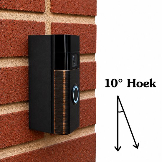 Hoekbeugel 10 Graden Geschikt voor Ring Video Deurbel Gen 2 - Verstelbare Hoek Mount voor Ring Doorbell Gen 2 - Schuin Montage Beugel - Verbeterde Kijkhoek - Weerbestendig & Stevig - Eenvoudige Installatie - Zwart
