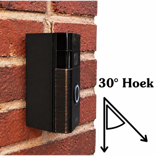 Hoekbeugel 30 Graden Geschikt voor Ring Video Deurbel Gen 2 - Verstelbare Hoek Mount voor Ring Doorbell Gen 2 - Schuin Montage Beugel - Verbeterde Kijkhoek - Weerbestendig & Stevig - Eenvoudige Installatie - Zwart