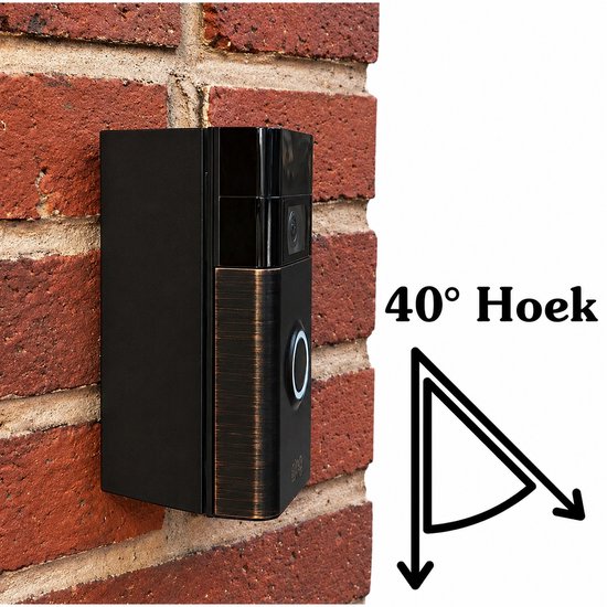 Hoekbeugel 40 Graden Geschikt voor Ring Video Deurbel Gen 2 - Verstelbare Hoek Mount voor Ring Doorbell Gen 2 - Schuin Montage Beugel - Verbeterde Kijkhoek - Weerbestendig & Stevig - Eenvoudige Installatie - Zwart
