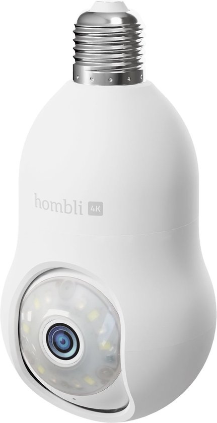 Hombli 4K Beveiligingscamera - Bewakingscamera buiten met E27 Fitting Montage - Gekleurd Nachtzicht - Volgfunctie - Wit van Merkloos