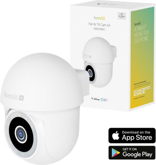 Hombli 4K Pan & Tilt - Beveiligingscamera - Bewakingscamera voor buiten - 4K - Gekleurd Nachtzicht - Volgfunctie - Wit van Hombli