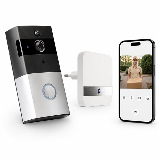 HOME It® Video Deurbel met WiFi & App - 720p HD Camera - Bewegingsdetectie - 2-Weg Audio - Nachtzicht - IP33
