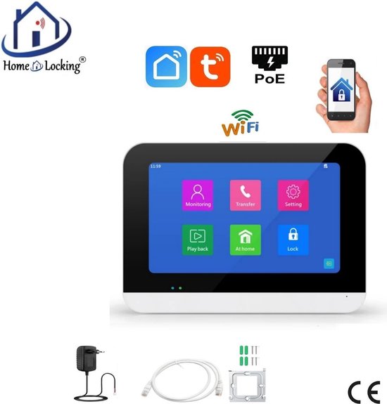 Home-Locking binnen paneel (scherm) voor cloud videofoon T-2301. T-2301B van Nivian