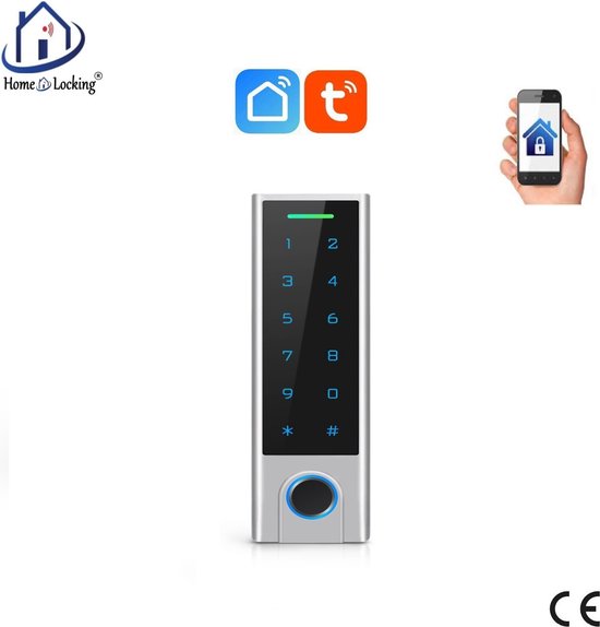 Home-Locking bluetooth-toegangscontrole door vingerafdruk,ID-kaart,wachtwoord, of via APP op gsm. T-1142 van Merkloos