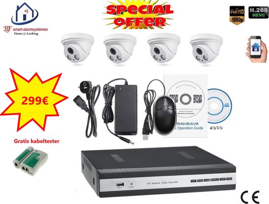 Home-Locking camerasysteem met NVR 5.0MP H265 POE met 4 dome camera's 3.0MP CS-4-1532 van Home-Locking