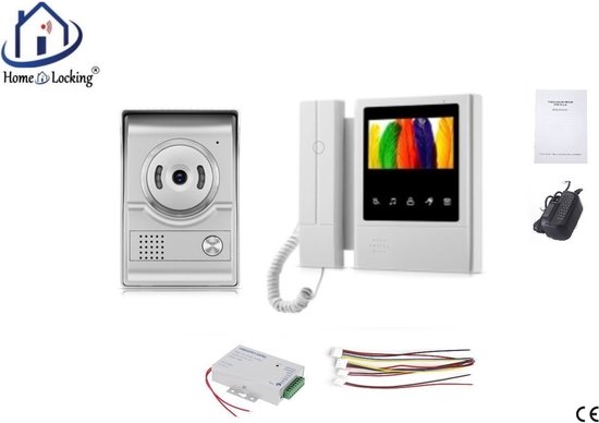 Home-Locking complete deur intercom/videofoon met 1 binnen paneel en electro box 12VDC voor aansluiting elektrisch slot.DT-2228-1E-1 van Merkloos