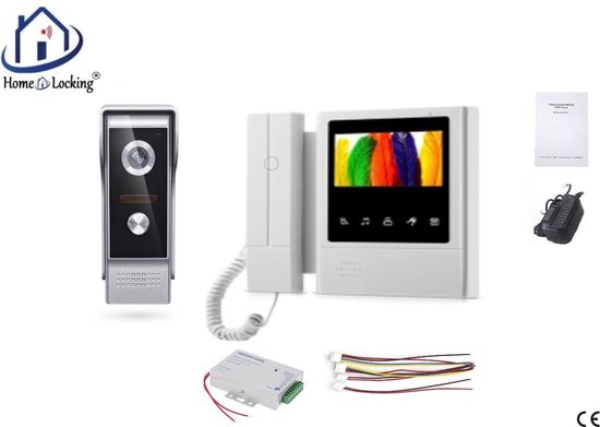 Home-Locking complete deur intercom/videofoon met 1 binnen paneel en elekro box 12VDC voor aansluiting elektrisch slot.DBF-DT-2213-1E-1 van Merkloos