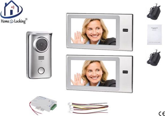 Home-Locking complete deur videofoon 4 draads met aanraak scherm. DT-2237-1E-2 van Home-Locking
