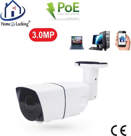 Home-Locking POE IP-camera bullet met bewegingsdetectie 3.0MP. C-1213 van Home-Locking
