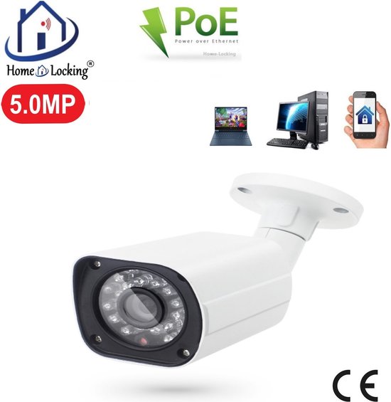Home-Locking POE IP-camera bullet met bewegingsdetectie 5.0MP. C-1242 van Home-Locking