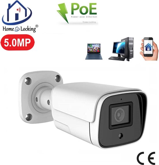 Home-Locking POE IP-camera bullet met bewegingsdetectie 5.0MP. C-1263