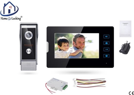 Home-Locking videofoon met 1 binnen paneel en elekro box 12VDC voor aansluiting elektrisch slot.DBF-DT-2210-1E-1 van Home-Locking