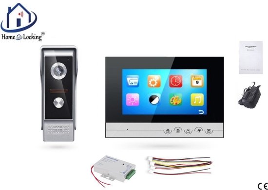 Home-Locking videofoon met 1 binnen paneel en elekro box 12VDC voor aansluiting elektrisch slot.DBF-DT-2211-1E-1 van Home-Locking