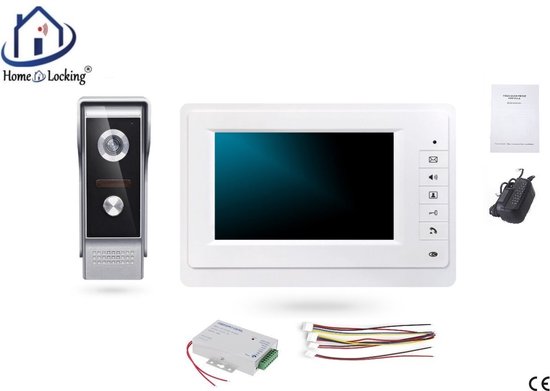 Home-Locking videofoon met 1 binnen paneel en elekro box 12VDC voor aansluiting elektrisch slot.DBF-DT-2214-1E-1 van Home-Locking