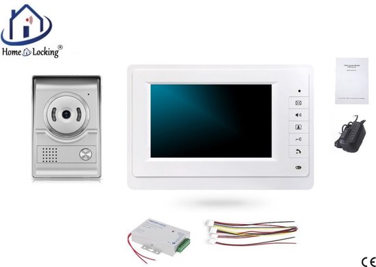 Home-Locking videofoon met 1 binnen paneel en elekro box 12VDC voor aansluiting elektrisch slot.DBF-DT-2215-1E-1 van Home-Locking