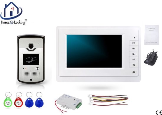 Home-Locking videofoon met 1 binnen paneel en elekro box 12VDC voor aansluiting elektrisch slot.DBF-DT-2216-1E-1 van Home-Locking