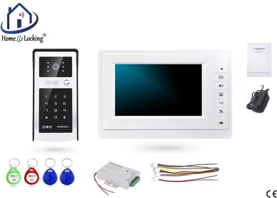 Home-Locking videofoon met 1 binnen paneel en elekro box 12VDC voor aansluiting elektrisch slot.DBF-DT-2217-1E-1 van Home-Locking