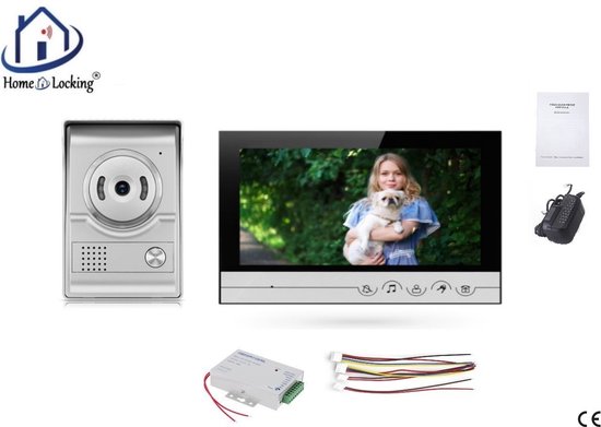 Home-Locking videofoon met 1 binnen paneel en elektro box 12VDC voor aansluiting elektrisch slot. DBF-DT-2207-1E-1 van Home-Locking