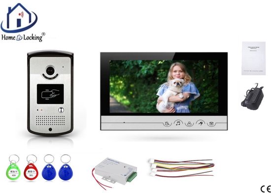 Home-Locking videofoon met 1 binnen paneel en elektro box 12VDC voor aansluiting elektrisch slot.DT-2201-1E-1 van Home-Locking