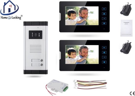 Home-Locking videofoon met 1 binnen panelen en elektro box 12VDC voor aansluiting elektrisch slot.DT-1478-1E-2 van Home-Locking