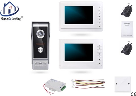 Home-Locking videofoon met 2 binnen panelen en elektro box 12VDC voor aansluiting elektrisch slot.DBF-DT-2214-1E-2 van Home-Locking