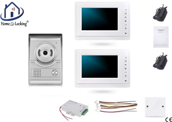 Home-Locking videofoon met 2 binnen panelen en elektro box 12VDC voor aansluiting elektrisch slot.DBF-DT-2215-1E-2 van Home-Locking