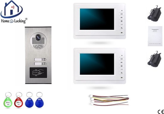 Home-Locking videofoon met 2 binnen panelen.DT-1475-1-2 van Home-Locking