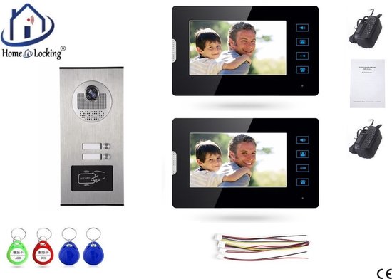 Home-Locking videofoon met 2 binnen panelen.DT-1477-1-2 van Home-Locking