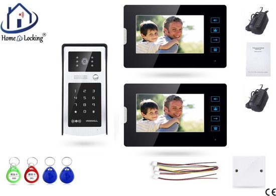Home-Locking videofoon met 2 binnen panelen.DT-2203-1-2 van Home-Locking