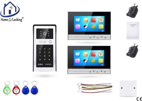 Home-Locking videofoon met 2 binnen panelen.DT-2204-1-2 van Home-Locking