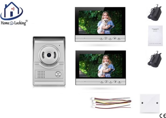 Home-Locking videofoon met 2 binnen panelen.DT-2207-1-2 van Home-Locking