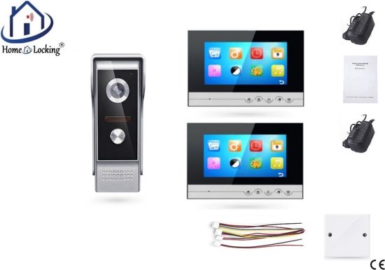 Home-Locking videofoon met 2 binnen panelen.DT-2211-1-2 van Home-Locking