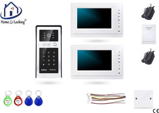 Home-Locking videofoon met 2 binnen panelen.DT-2217-1-2 van Home-Locking