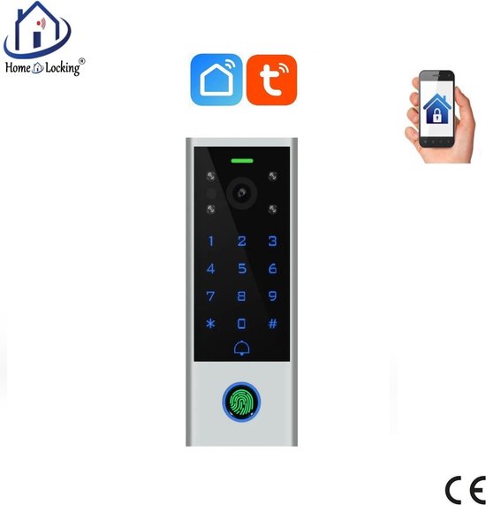 Home-Locking wifi/bluetooth-toegangscontrole/intercom/videofoon door vingerafdruk,ID-kaart,code met 2.0MP camera met bediening via APP. T-2055 van Merkloos