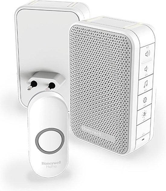 Honeywell draadloze draagbare en plug-in deurbel - Met volumeregeling en drukknop - Wit
