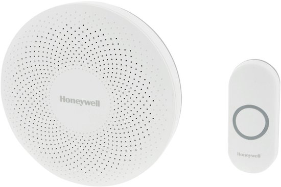 Honeywell Gong DCR313N - Draadloze Deurbelgong - Draagbaar En Verplaatsbaar - Rond Design - Tot 150 M Bereik - 6 Melodieën - Instelbare Volumeregeling - LED-verlichting - Max 84 dB - Wit