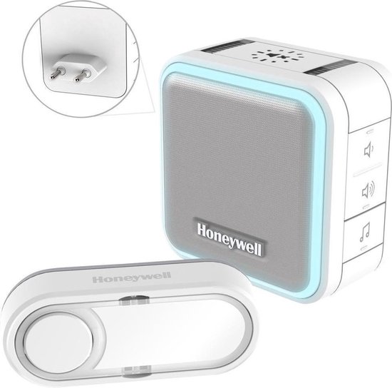 Honeywell Home draadloze deurbelset gong + beldrukker + versterker horizontaal - Series 5 wit (DC515SP2)