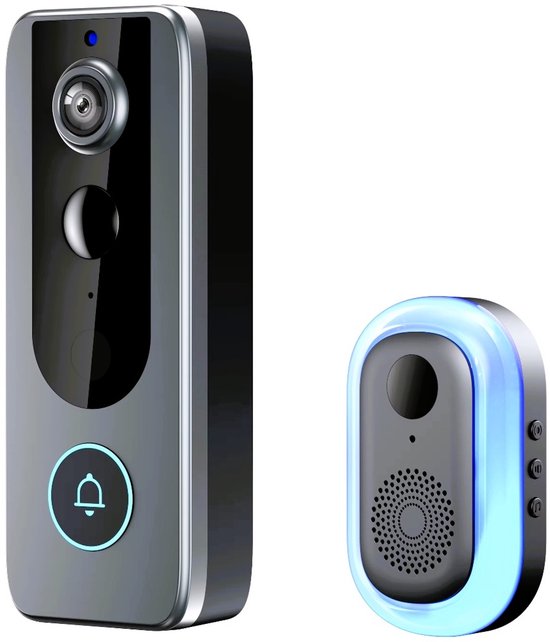 HostX-Slimme Video Deurbel - Draadloos WiFi - 720P HD Camera -Live camera Altijd kan checken- Zonder abonnement - Nachtzicht - Waterdicht IP65 - Grijs van HostX