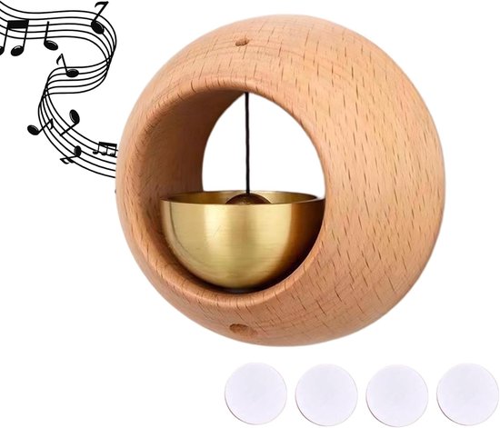 Houten Deurbel – Openingssignaal Bel & Windgong – Rond Model – Voor Deur, Winkel, Koelkast, Veranda, Tuin, Entree, Restaurant & Kantoor – Verhuis Cadeau