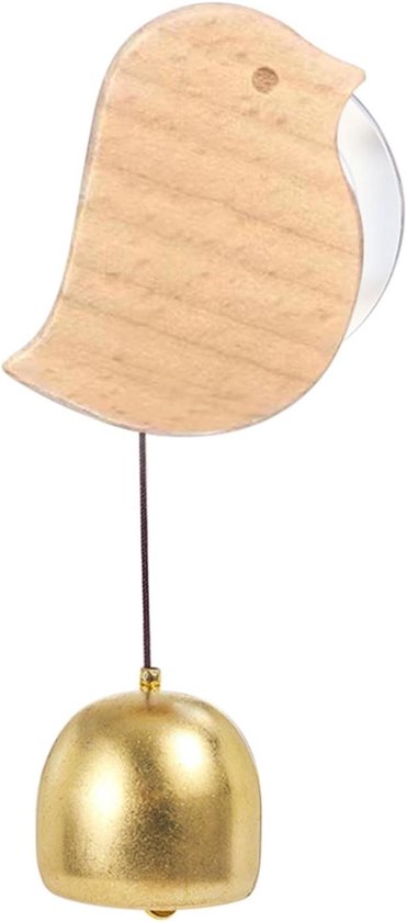 Houten Deurbel - Windspel Klok - Entree Verfraaien - Magnetische Montage - 10.8 x 8.3 cm - Houtkleur Goud
