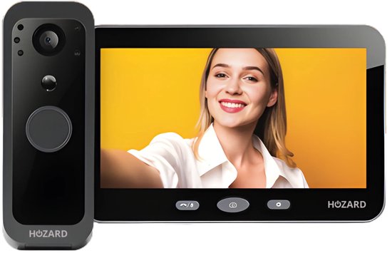 Hozard® Deurbel met Camera 32GB V2 – WiFi + APP - Draadloze Video Deurbel Met Monitor - 5 inch IPS-Scherm van Merkloos
